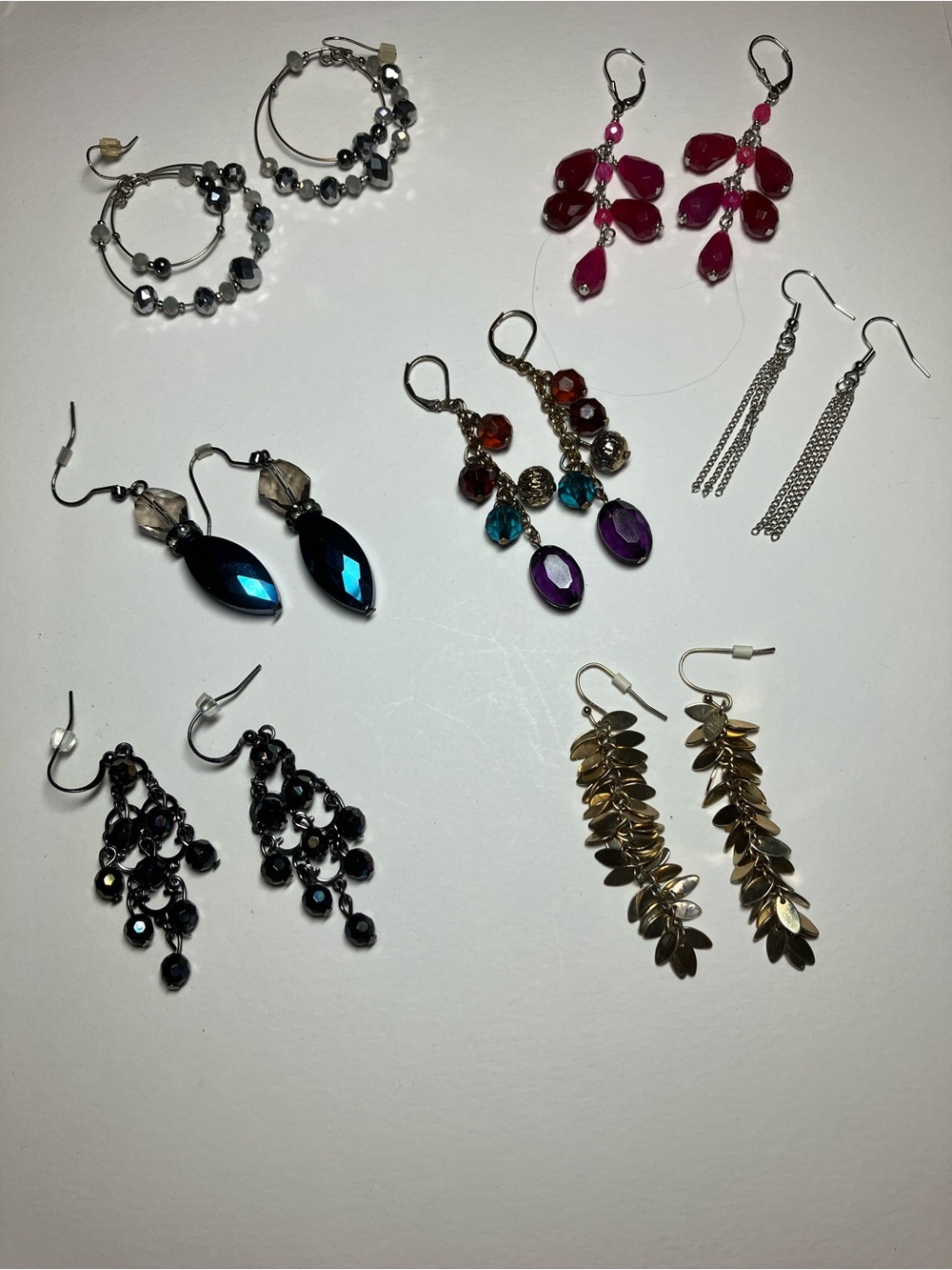 Assorted Women’s Dangle Earrings - Gold, Black, Blue, Pink, Purple Accents
